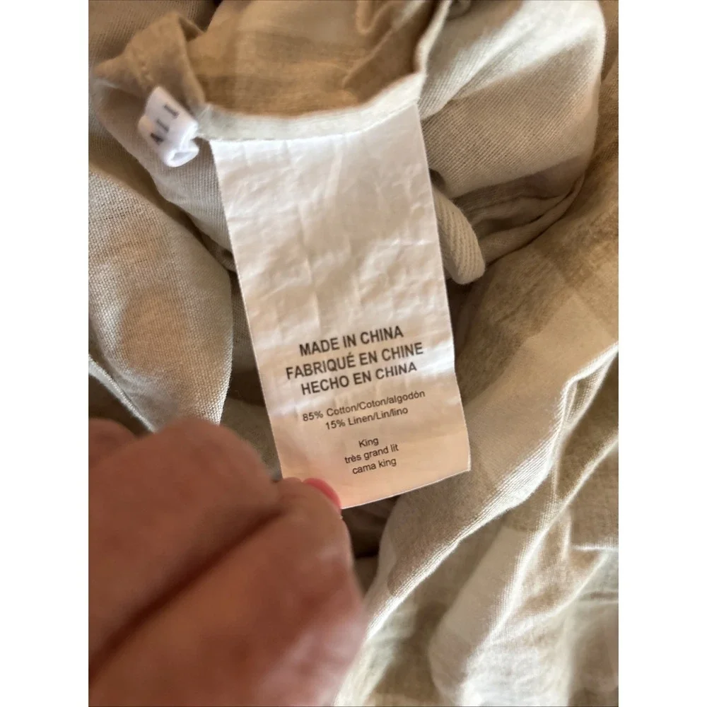 Pottery Barn Blaine Check King Duvet In Camel